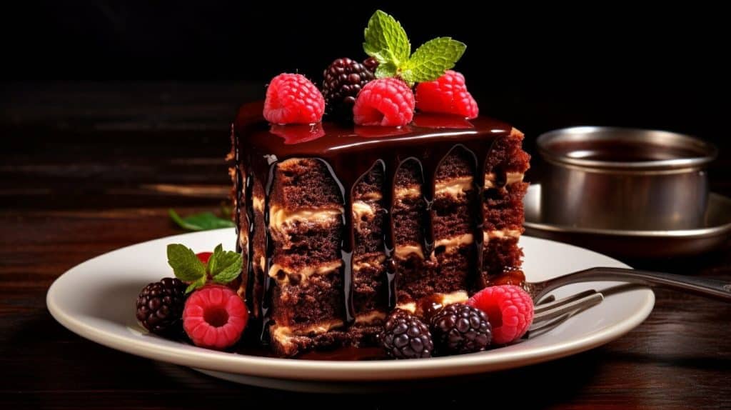 Delicious slice of chocolate cake